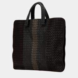 Bottega Veneta Black Intrecciato Nappa Club Fume Briefcase