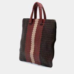 Pre Owned Bottega Veneta Brown Nappa Intrecciato Club Fume Briefcase