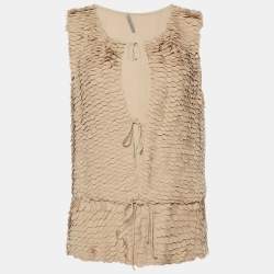 Bottega Veneta Beige Silk Front Tie-Up Top S