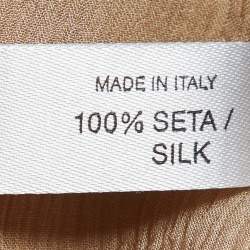 Pre Owned Bottega Veneta Beige Silk Crepe Full Sleeves Top M