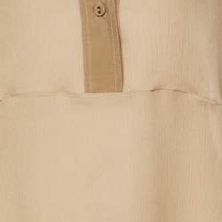Pre Owned Bottega Veneta Beige Silk Crepe Full Sleeves Top M
