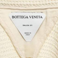 Bottega Veneta Off White Textured Knit Crop Jacket XS