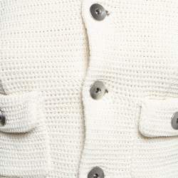 Bottega Veneta Off White Textured Knit Crop Jacket XS