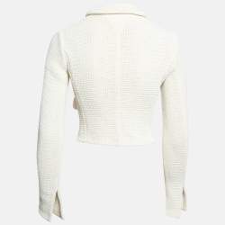 Bottega Veneta Off White Textured Knit Crop Jacket XS