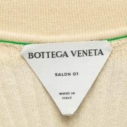 Bottega Veneta Cream Knit Tight Fit Polo T-Shirt XS