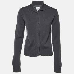 Bottega Veneta Grey Wool Knit Button Front Cardigan S
