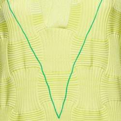 Pre Owned فستان بوتيغا فينيتا حياكة بقاعدة متداخلة أصفر متوسط الطول مقاس كبير جدًا