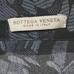 Bottega Veneta Blue/Black Printed Silk Tie-Up Collar Shirt M