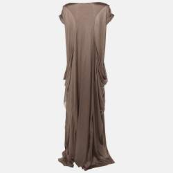 Bottega Veneta Taupe Polyester Maxi Dress S