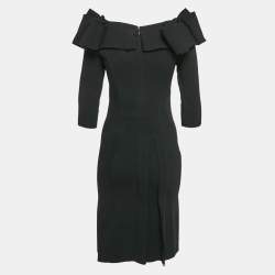 Bottega Veneta Black Crepe Gathered Short Dress S