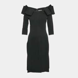Bottega Veneta Black Crepe Gathered Short Dress S