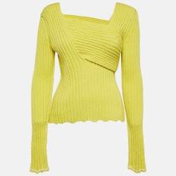 Bottega Veneta Green Rib Knit Drape Style Jumper M