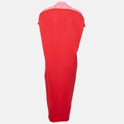 Bottega Veneta Pink/Red Jersey Raw-Edge Detail Kaftan Dress L
