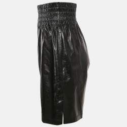 Bottega Veneta Black Leather High Waist Shorts XS
