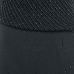 Bottega Veneta Black Wool & Patterned Knit Sleeveless Midi Dress M
