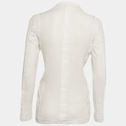 Bottega Veneta Off-White Perforated Cotton Single Breasted Blazer M