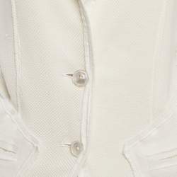 Bottega Veneta Off-White Perforated Cotton Single Breasted Blazer M