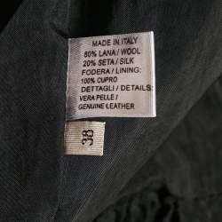 Bottega Veneta Black Jacquard Wool Blend Double Breasted Coat S