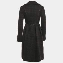 Bottega Veneta Black Jacquard Wool Blend Double Breasted Coat S