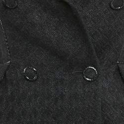 Bottega Veneta Black Jacquard Wool Blend Double Breasted Coat S
