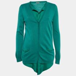 Bottega Veneta Green Cashmere and Silk Layered Cardigan S