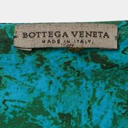 Pre Owned Bottega Veneta Blue/Green Marble Print Satin Plisse Short Dress M