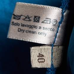 Pre Owned Bottega Veneta Teal Blue Cotton Drawstring Waist Skirt S