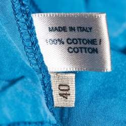 Pre Owned Bottega Veneta Teal Blue Cotton Drawstring Waist Skirt S