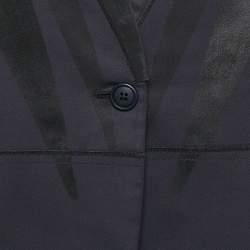 Bottega Veneta Navy Blue Printed Gabardine Single Breasted Blazer M