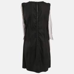 Bottega Veneta Black Silk Blend V-Neck Short Dress S