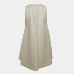 Bottega Veneta Grey Leather Button Front Sleeveless Short Dress S
