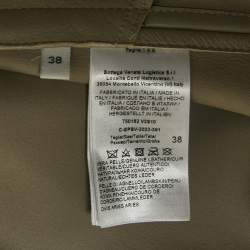 Bottega Veneta Grey Leather Button Front Sleeveless Short Dress S