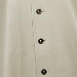 Bottega Veneta Grey Leather Button Front Sleeveless Short Dress S