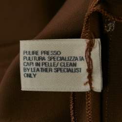Bottega Veneta Brown Leather Round Neck Sleeveless Short Dress S