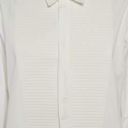 Bottega Veneta White Front Pleated Panel Poplin Shirt L