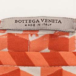 Bottega Veneta Orange Pattern Silk Midi Skirt M