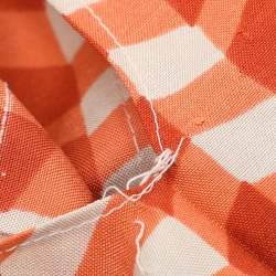 Bottega Veneta Orange Pattern Silk Midi Skirt M