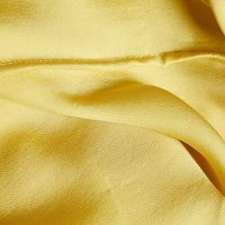 Bottega Veneta Yellow Silk Pleated Detail Tie Neck Dress M