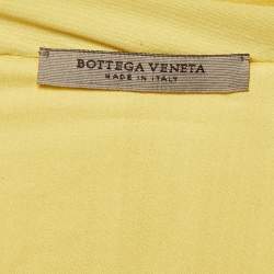Bottega Veneta Yellow Silk Pleated Detail Tie Neck Dress M