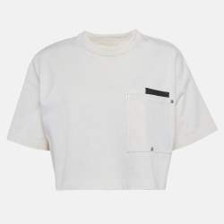 Bottega Veneta Off-White Cotton Knit Crew Neck Crop Top XXS