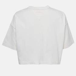 Bottega Veneta Off-White Cotton Knit Crew Neck Crop Top XXS