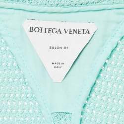 Bottega Veneta Mint Blue Patterned Cotton Blend Button Front Jacket L