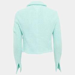 Bottega Veneta Mint Blue Patterned Cotton Blend Button Front Jacket L