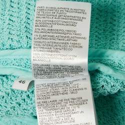 Bottega Veneta Mint Blue Patterned Cotton Blend Button Front Jacket L
