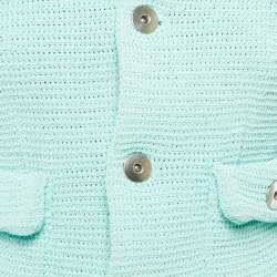 Bottega Veneta Mint Blue Patterned Cotton Blend Button Front Jacket L