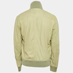 Pre Owned Bottega Veneta Green Leather Buttoned Jacket XL