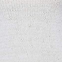 Pre Owned Bottega Veneta Cream Textured Knit Bralette & Midi Dress XS