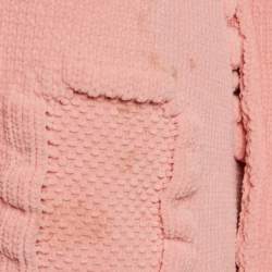 Pre Owned Bottega Veneta Pink Patterned Knit Long Cardigan M