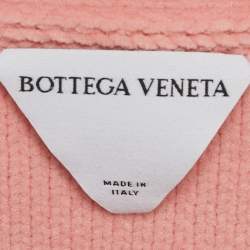 Pre Owned Bottega Veneta Pink Patterned Knit Long Cardigan M