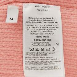 Pre Owned Bottega Veneta Pink Patterned Knit Long Cardigan M
